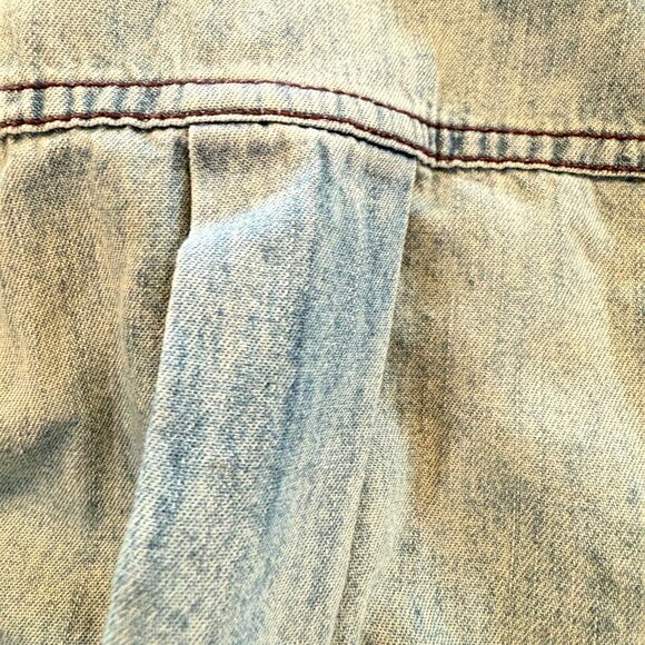 Free People Flannel Plaid & Chambray Denim Button Up Shirt XS - Picture 6 of 9